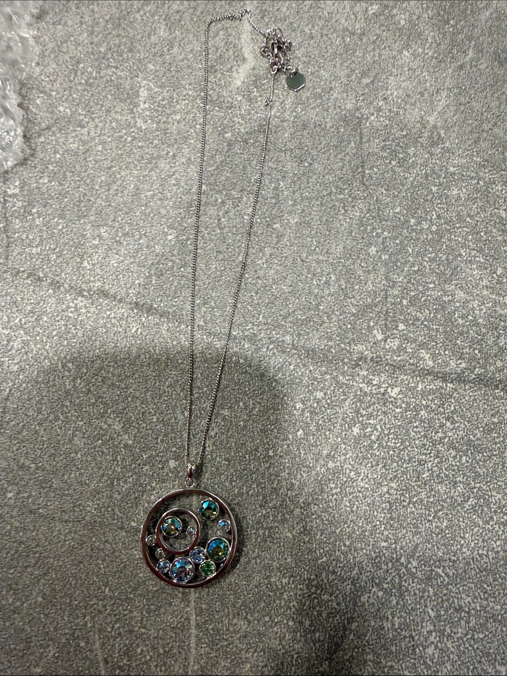 Touchstone Crystal Silver-Tone Multicolor Crystal Circle Pendant Necklace